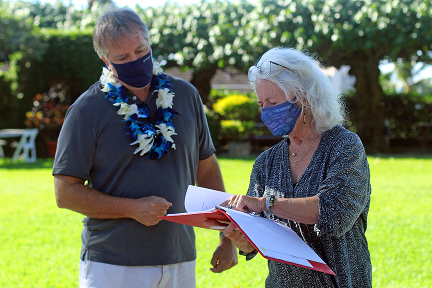 Pisculli and Ms. Murray go over the first scene.