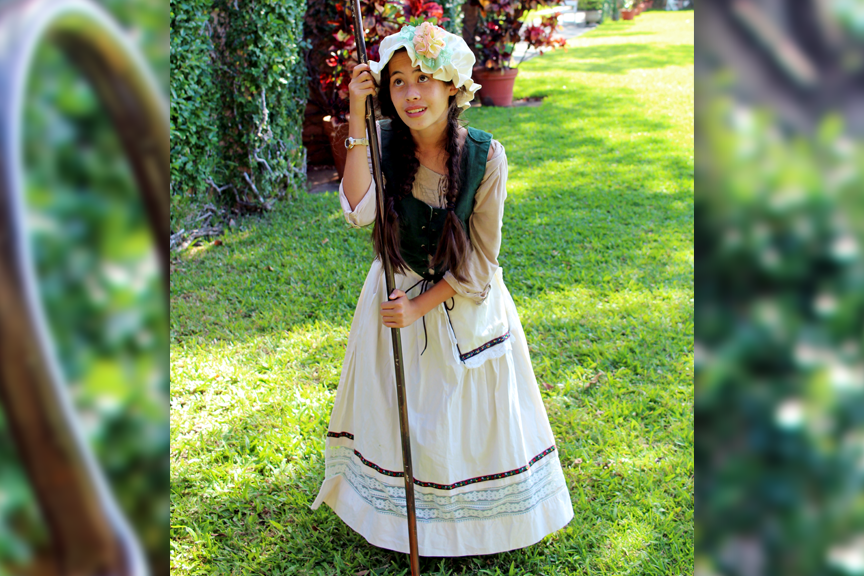 Emilia K. as Phebe, a saucy and sassy young shepherdess pursued by Silvius, in love with Ganymede
